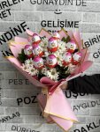 Çiçekçi - Papatya ve 10’lu kinder yumurta buketi 